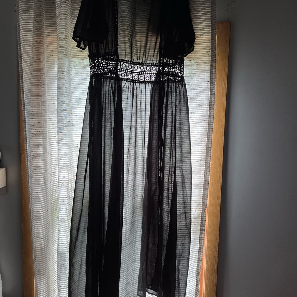 SHEIN Black Sheer Swim Coverup
